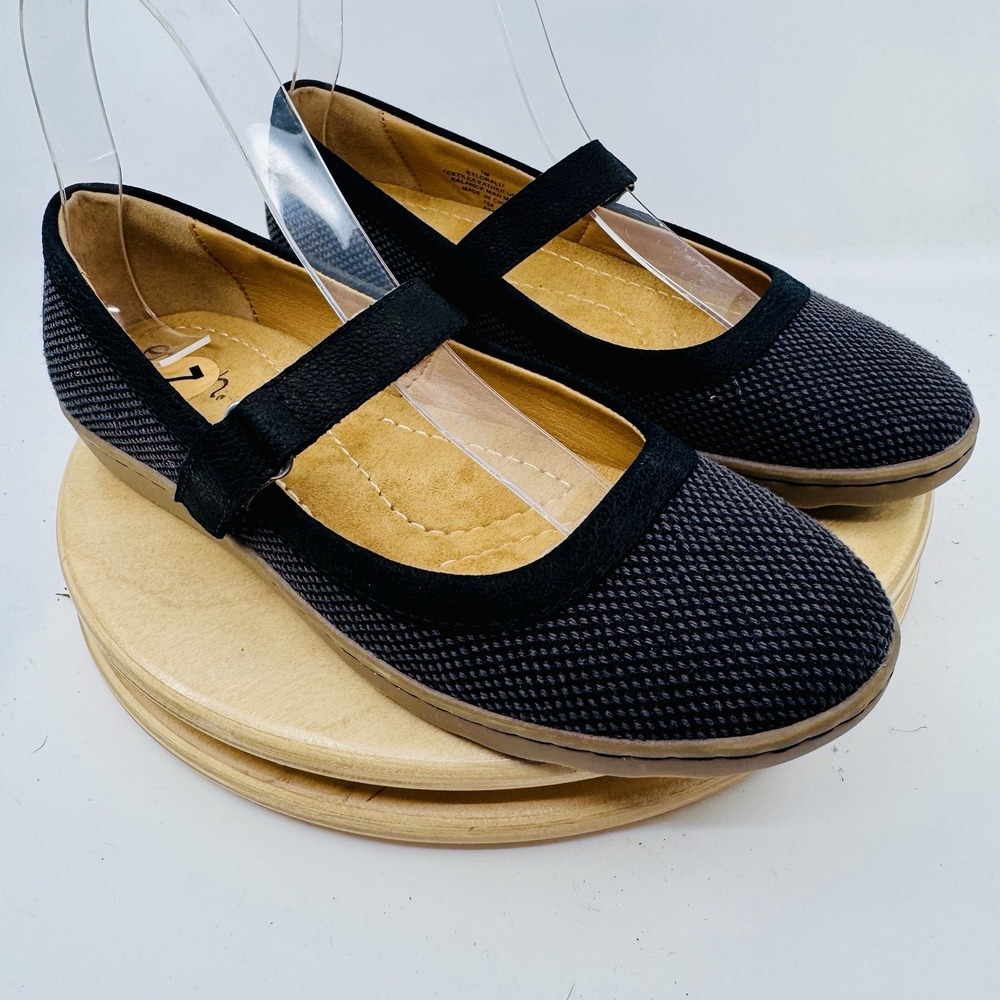 Earth Loral Mary Jane Flats Womens 7 Black Textile Leather Comfort Shoes - Picture 3 of 9